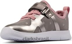 Clarks crianças clarks ath flux tênis infantil têxtil estanho RJZRN536