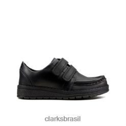 Clarks crianças Clarks preto mendip brilhante inf g fit RJZRN4891 preto