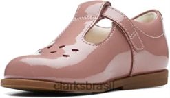 Clarks crianças desenhou jogar sapato infantil de couro rosa clarks RJZRN76