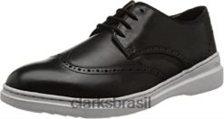 Clarks homens tênis clarks masculino dennet wing couro preto RJZRN1242