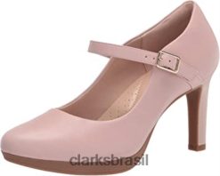 Clarks mulheres bomba de brilho ambyr feminino em couro rosa empoeirado clarks RJZRN2772
