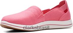 Clarks mulheres Clarks Bright Coral Canvas Mocassim Feminino Brisa RJZRN2705