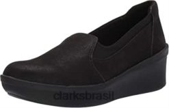 Clarks mulheres Clarks em tecido preto plataforma feminina Step Rose Moon RJZRN1120