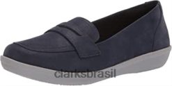 Clarks mulheres Clarks feminino ayla form mocassim azul marinho nobuck sintético RJZRN1754