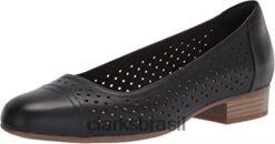 Clarks mulheres Clarks feminino Juliet Cedar Ballet liso de couro preto RJZRN1490