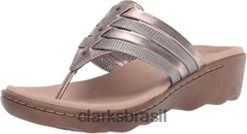 Clarks mulheres Clarks pewter couro metálico synthe sandália feminina phebe carman RJZRN1161 estanho metálico couro sintético