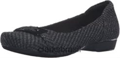 Clarks mulheres Clarks sintéticos brancos West Flat pretos femininos RJZRN2166