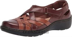 Clarks mulheres Clarks Tan Leather Combi Feminino Cora Dream Loafer Flat RJZRN1793 combinação de couro bege