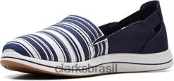 Clarks mulheres Mocassim Breeze Feminino Azul Marinho/Lona Branca Clarks RJZRN1614