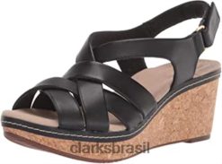 Clarks mulheres sandália annadel rayna cunha feminina couro preto clarks RJZRN1070