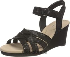 Clarks mulheres sandália clarks lafley leah de salto feminino preta RJZRN1325 preto