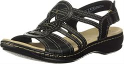 Clarks mulheres sandália clarks leisa janna feminina em couro preto RJZRN2972