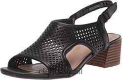 Clarks mulheres sandália feminina caroleigh star de salto clarks couro preto RJZRN2853