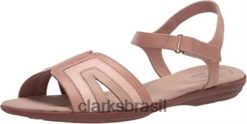 Clarks mulheres sandália feminina clarks ada mist de couro praliné RJZRN2208 combinação de couro praliné