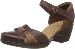 Clarks mulheres Sandália feminina de couro marrom escuro 261 600764 emily daisy sandália clarks RJZRN644