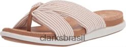 Clarks mulheres sandália feminina eliza shore slide clarks natural têxtil RJZRN1215 têxteis naturais