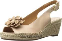 Clarks mulheres sandália feminina petrina bianca espadrille cunha clarks couro nude RJZRN2231