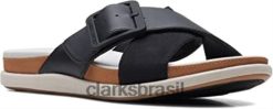 Clarks mulheres sandália rasteira feminina sintética preta clarks RJZRN740