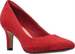 Clarks mulheres sapato de tulipa illeana feminino clarks de camurça vermelha RJZRN2648