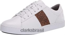 Clarks mulheres tênis feminino pawley rilee combi clarks couro branco/leopardo RJZRN2779