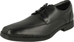 Clarks unissex sapatos de couro juvenil scala step preto tamanho estreito clarks preto RJZRN871 preto